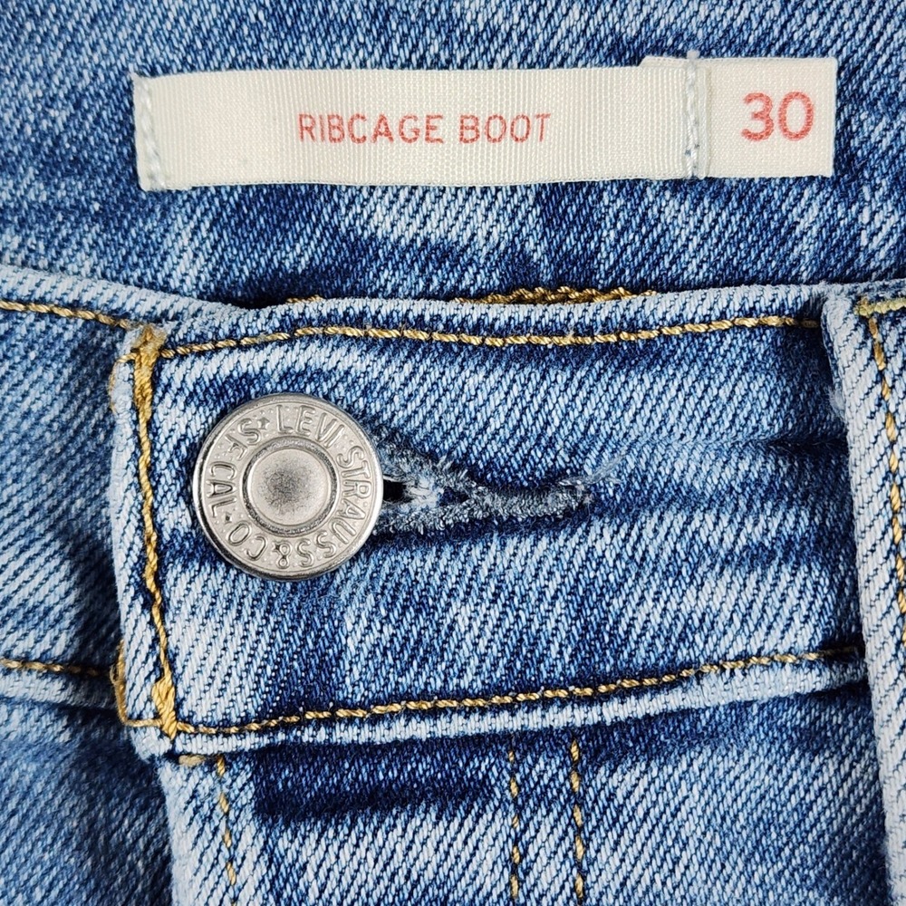 Levi's Ribcage Boot Cut Jeans Women 30x33 Fit 28×31 Blue High Rise Button Fly - Picture 5 of 12
